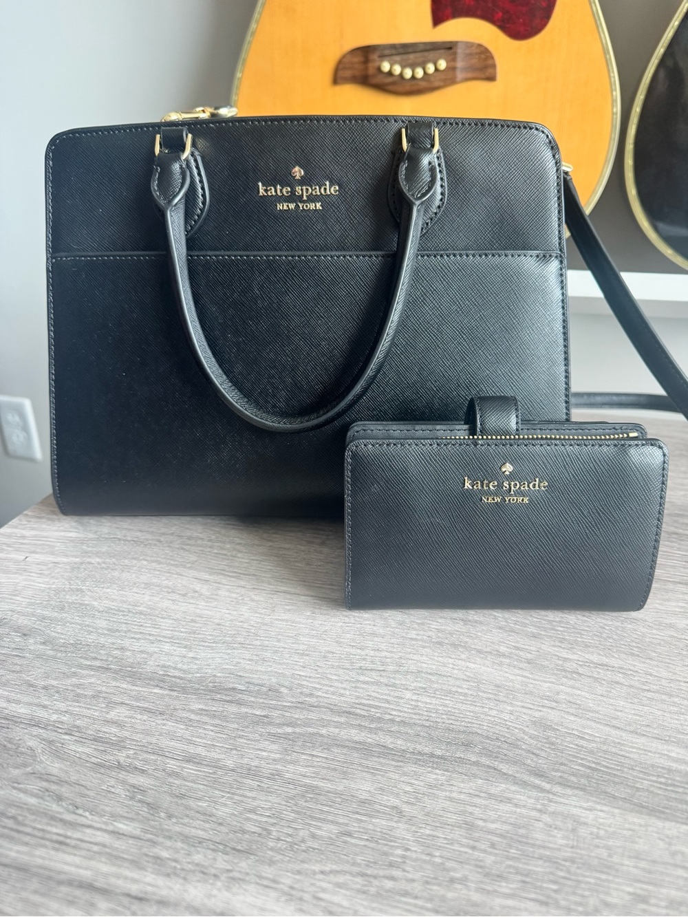 kate spade Black Saffiano Leather Satchel with Wallet